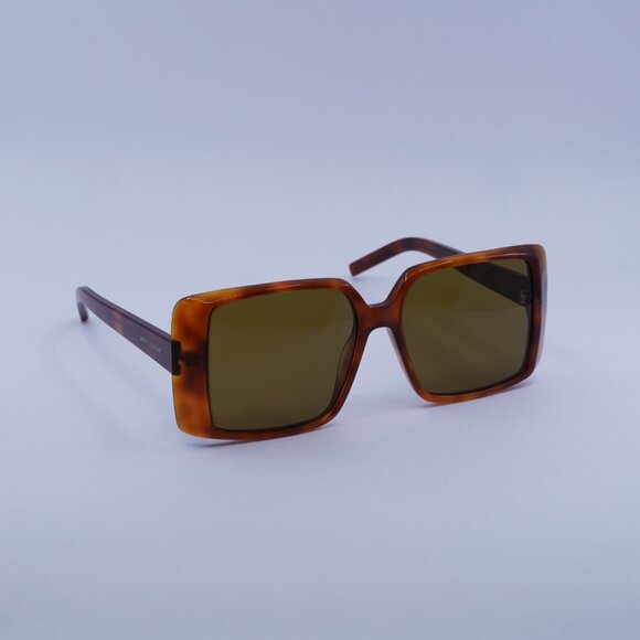 Saint Laurent SL451 005 Sunglasses Light Havana Square Frame, Brown Lenses - Picture 4 of 11